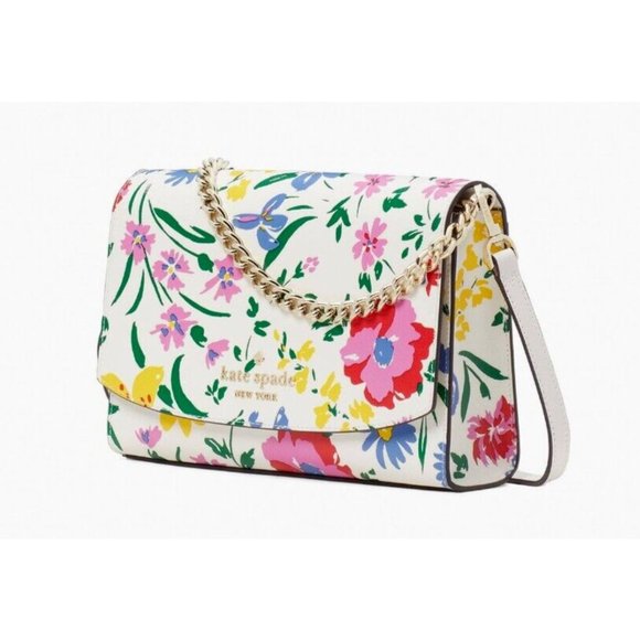 New Kate Spade Carson Garden Bouquet Convertible Crossbody Cream Multi - Picture 6 of 6